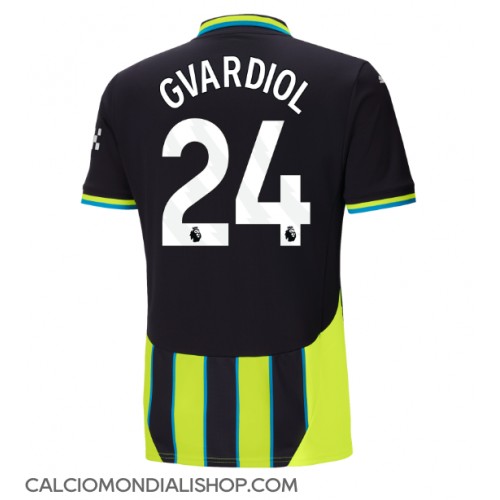 Maglie da calcio Manchester City Josko Gvardiol #24 Seconda Maglia 2024-25 Manica Corta